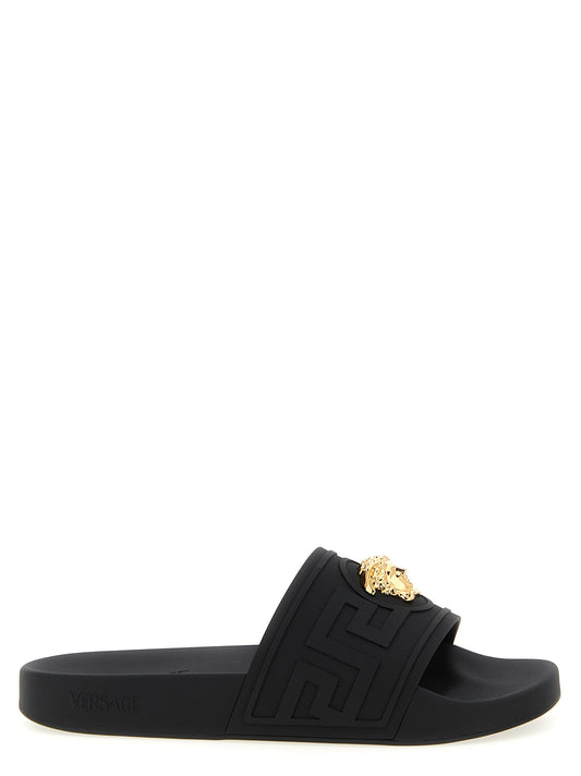 Versace Black Glass Slides