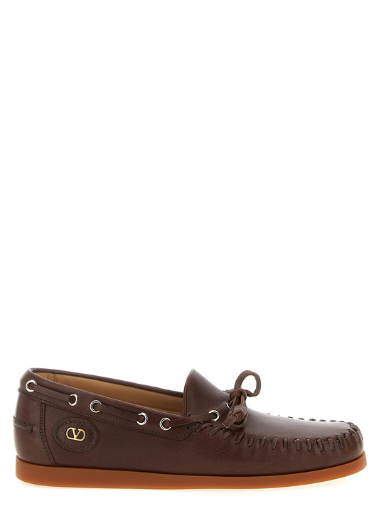 Valentino Garavani Brown Buffalo Leather Moccassin
