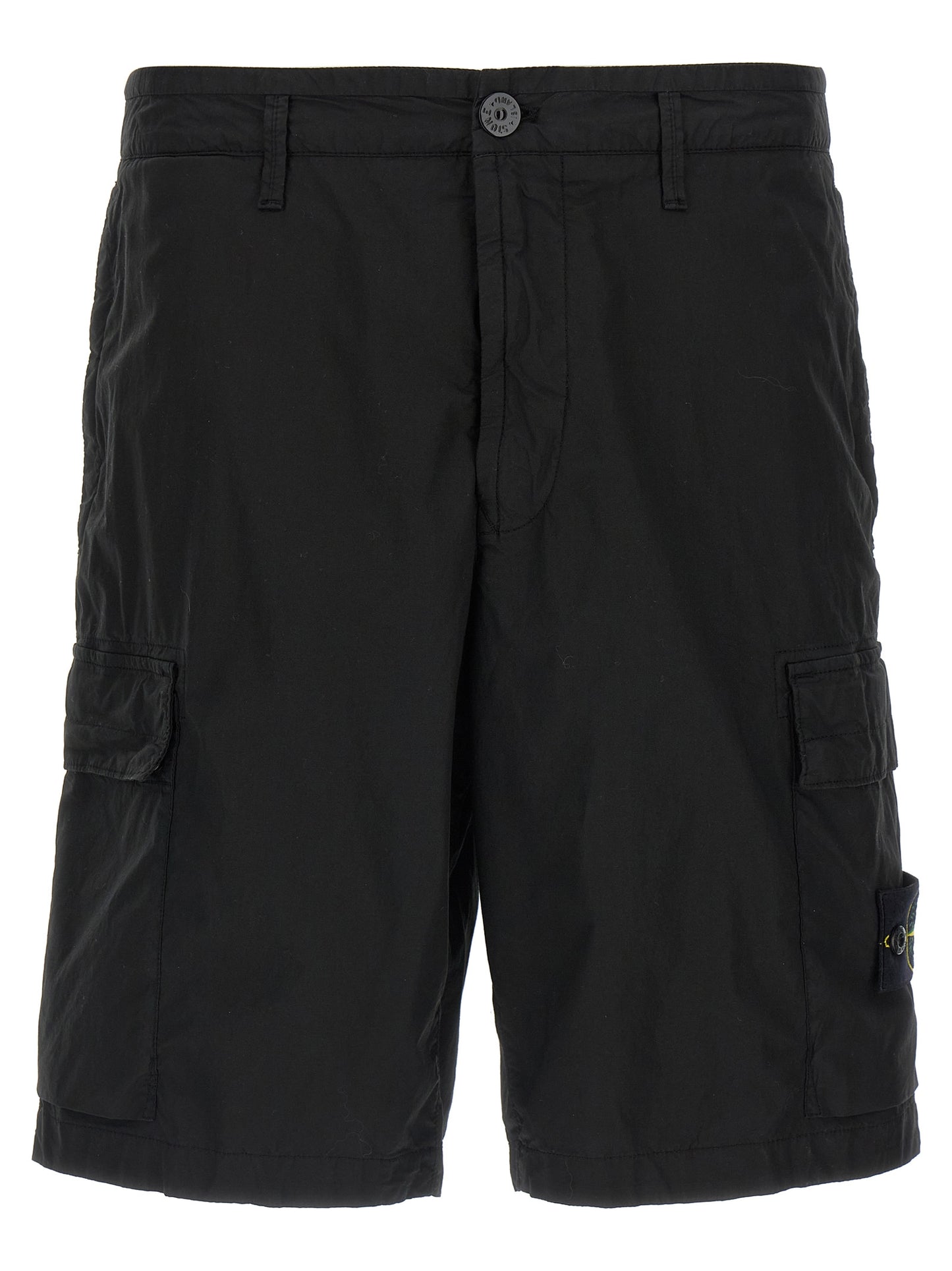 Stone Island Black Cotton Bermuda Shorts