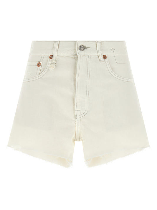 R13 White Cotton Bermuda Shorts