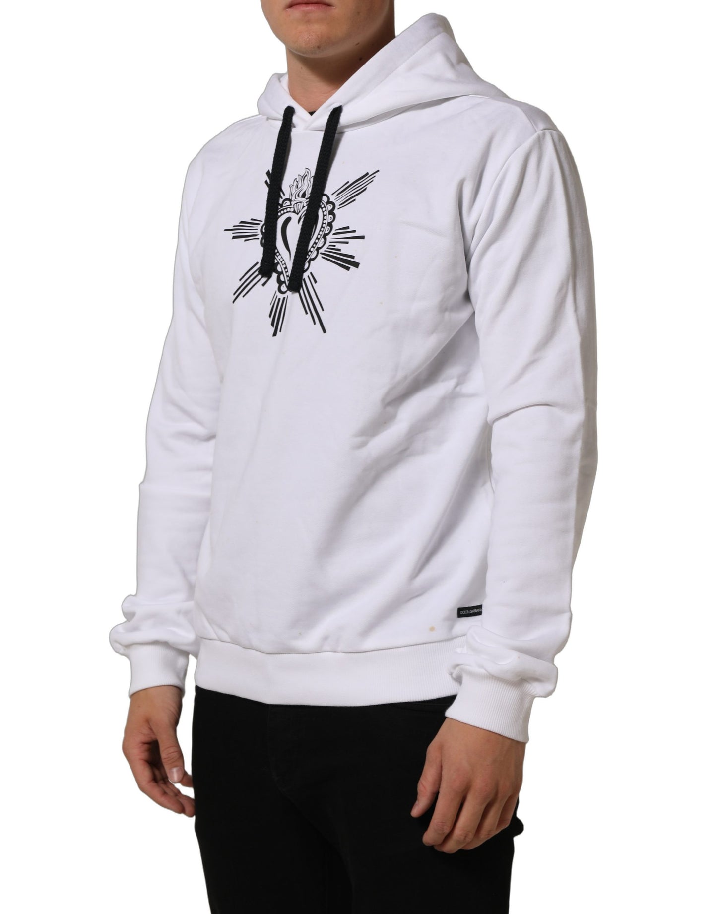 Dolce & Gabbana White Sacred Heart Hooded Sweatshirt Sweater