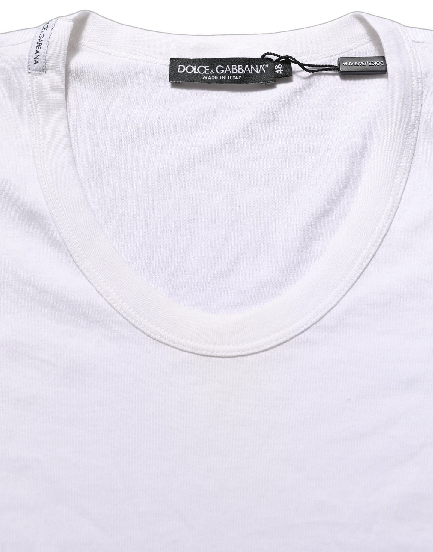 Dolce & Gabbana White Cotton Short Sleeve Round Neck T-shirt