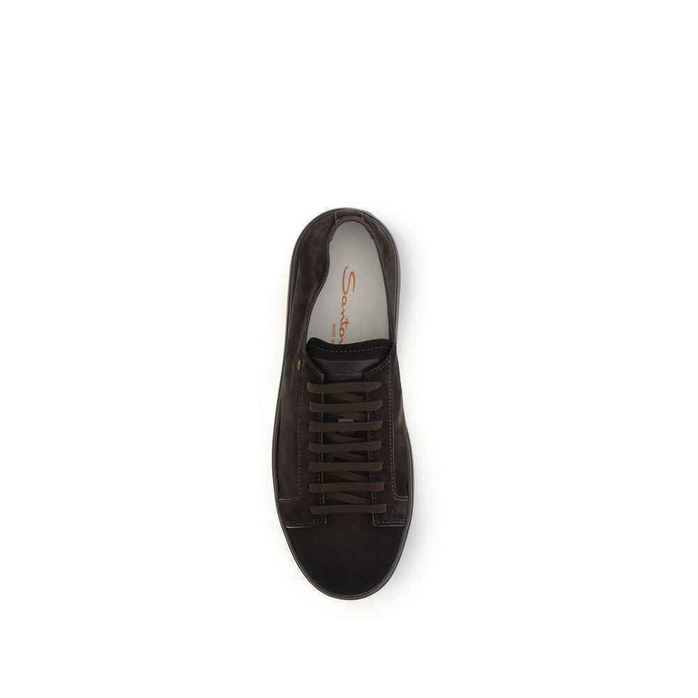 Santoni Brown Calf Leather Bos Taurus Sneakers