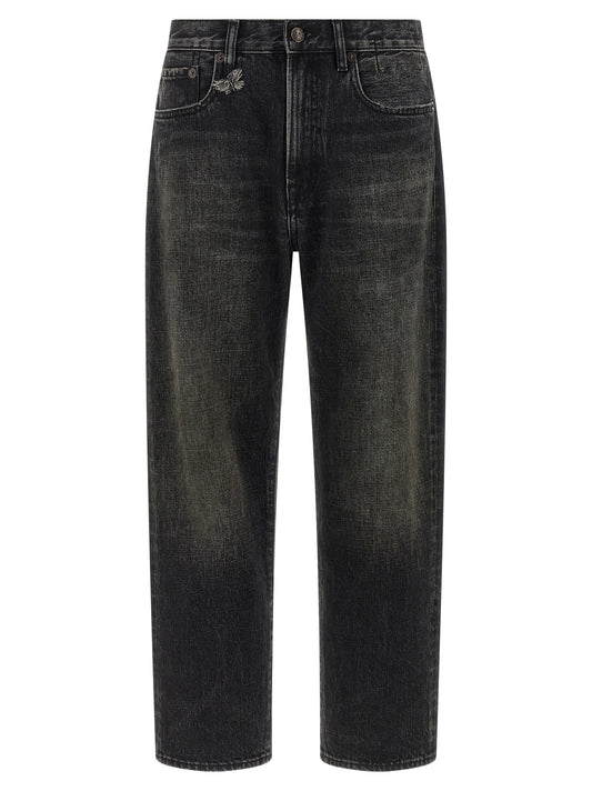 R13 Black Cotton Straight-Leg Jeans