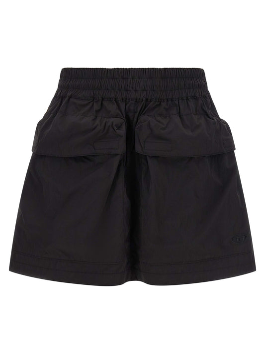 Diesel Black Polyamide Long Skirt