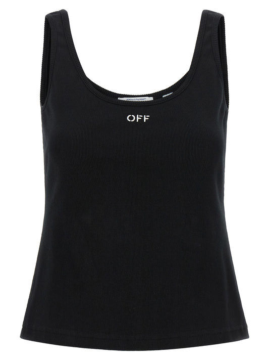 Off-White Black Cotton Tank Tops