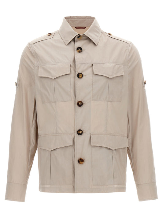 Brunello Cucinelli Beige Cotton Full-Length Jacket
