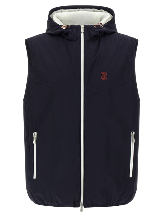 Brunello Cucinelli Blue Polyamide Sleeveless Jacket
