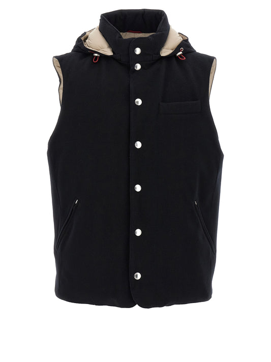 Brunello Cucinelli Black Wool Sleeveless Jacket