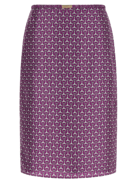 Gucci Purple Silk Midi Skirt