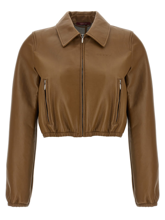 Gucci Beige Lamb Leather Leather Jacket