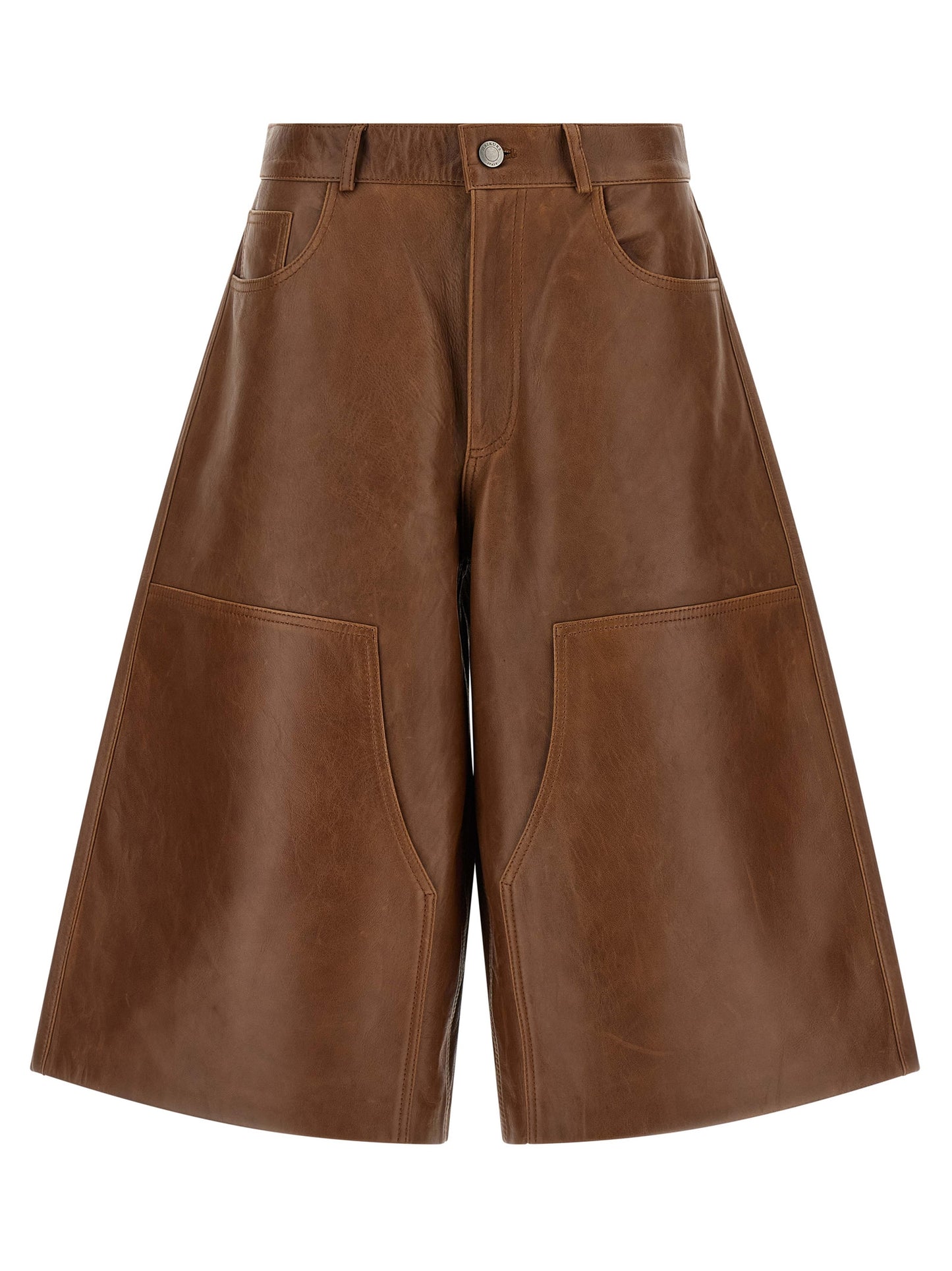 Haikure Brown Lambskin Bermuda Shorts
