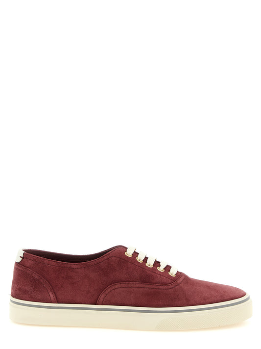 Brunello Cucinelli Bordeaux Calfskin Low Top Sneakers