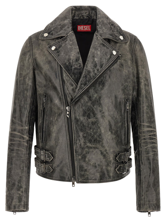 Diesel Gray Cowhide Leather Jacket