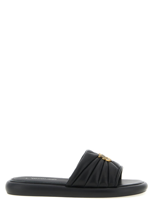PINKO Black Lambskin Slides