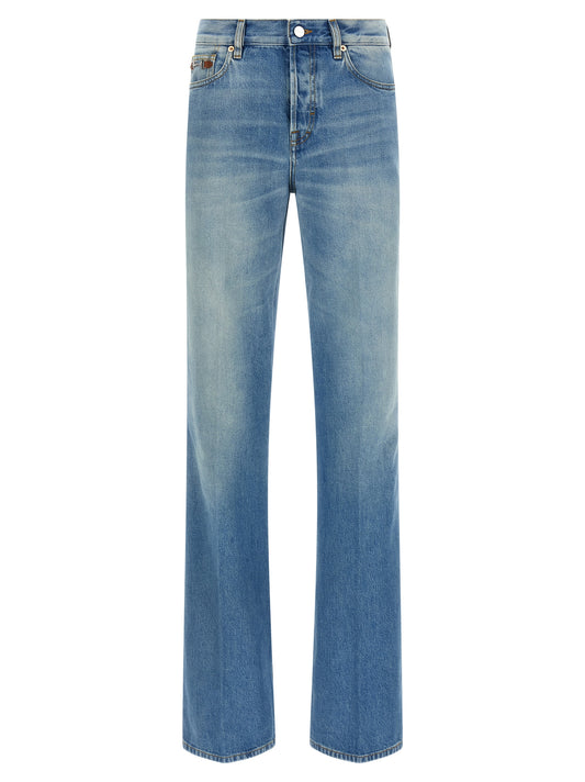 Gucci Blue Cotton Flared Jeans