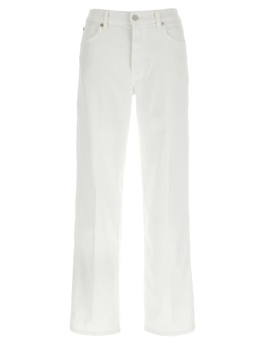 7 For All Mankind White Cotton Straight-Leg Jeans