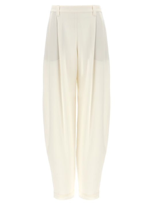Brunello Cucinelli White Silk Casual Pants