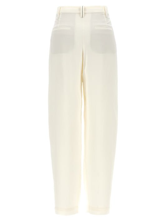 Brunello Cucinelli White Silk Casual Pants