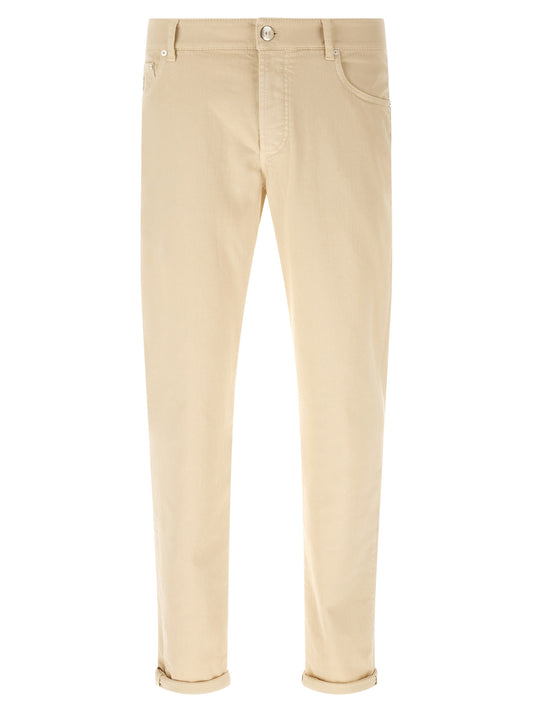 Brunello Cucinelli Beige Cotton Straight-Leg Jeans