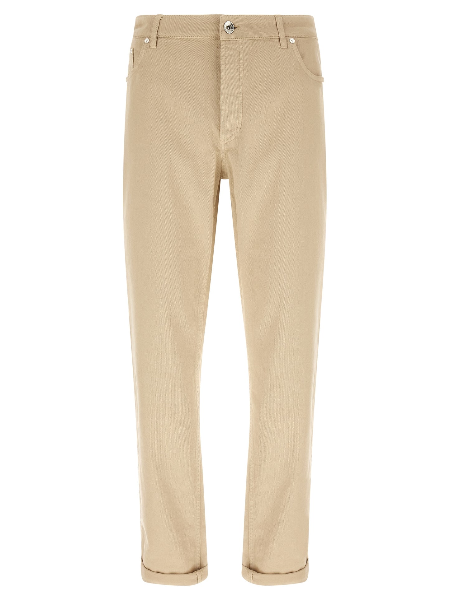 Brunello Cucinelli Beige Cotton Tapered Jeans