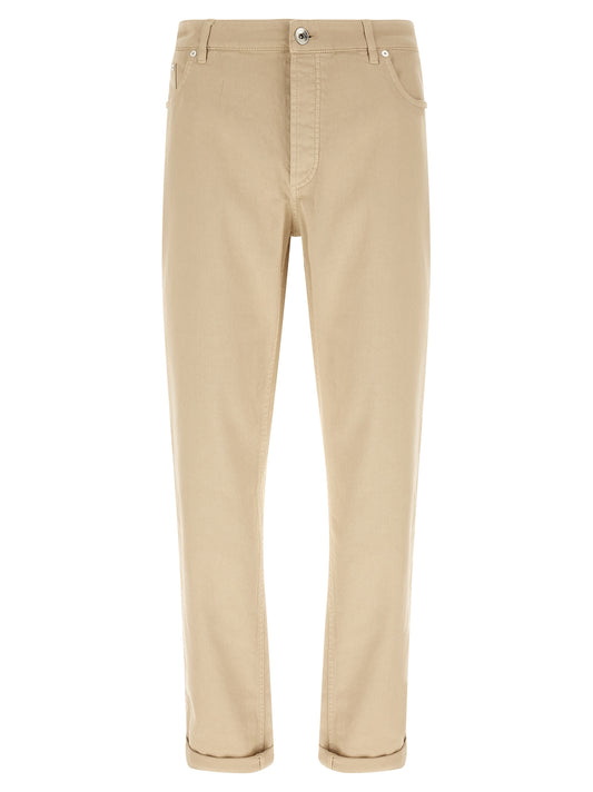 Brunello Cucinelli Beige Cotton Tapered Jeans