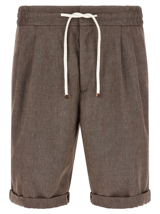 Brunello Cucinelli Brown Linen Bermuda Shorts
