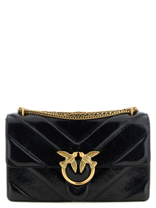 PINKO Black Calfskin Shoulder Bag