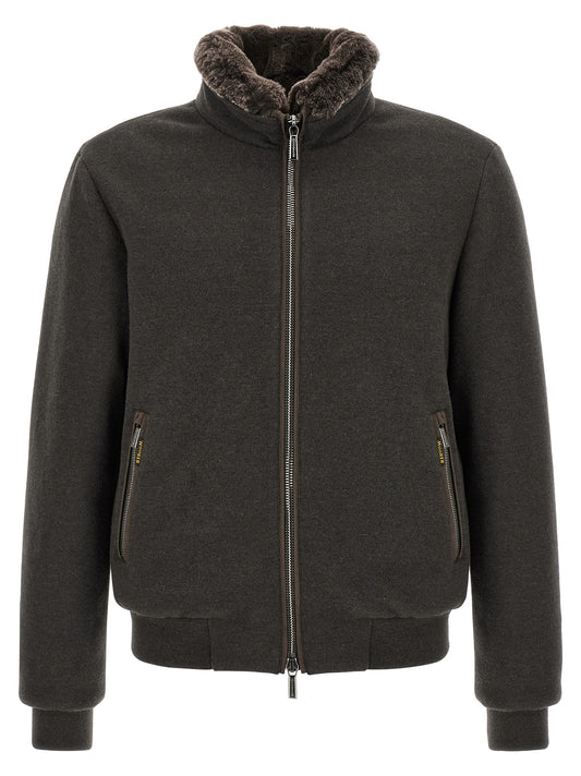 MooRER Brown Wool Bomber