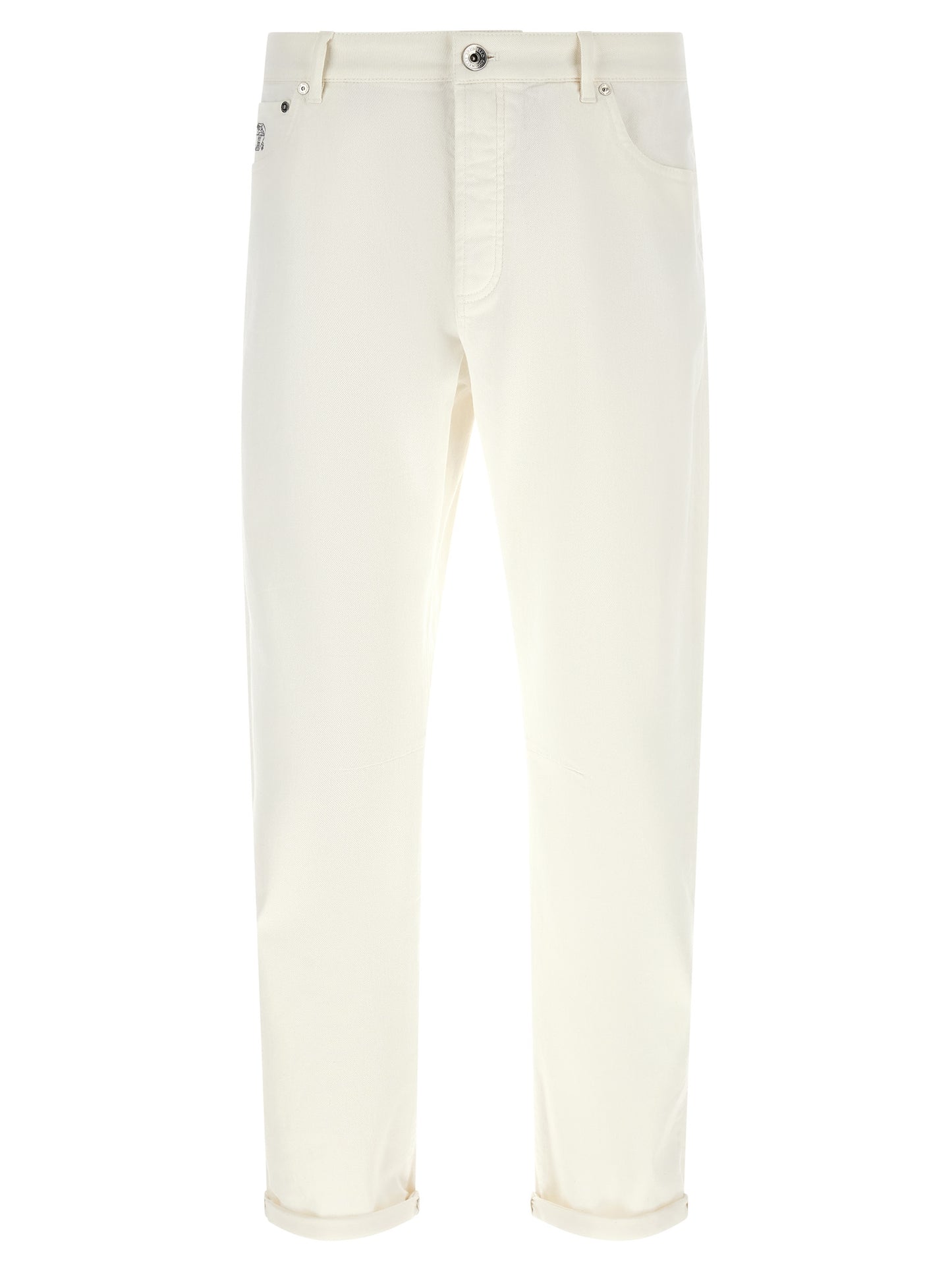 Brunello Cucinelli White Cotton Cropped Jeans