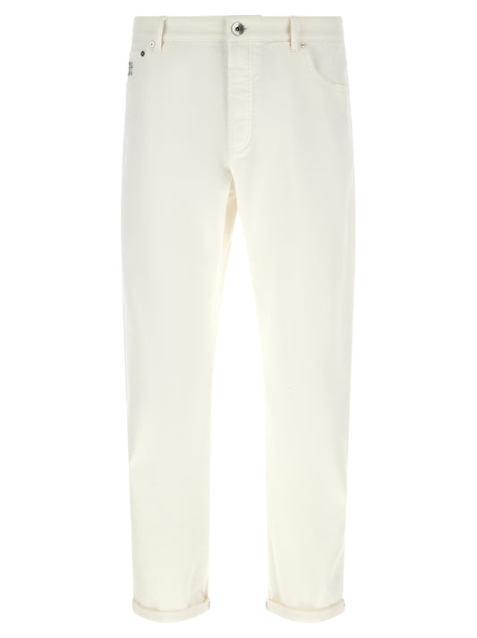 Brunello Cucinelli White Cotton Cropped Jeans