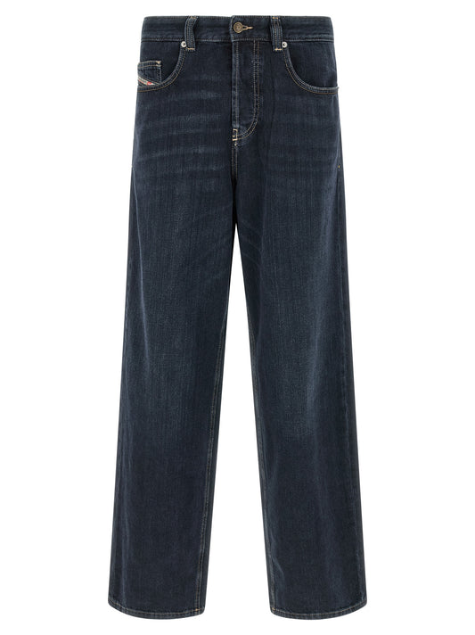 Diesel Blue Cotton Relaxed Fit Jeans