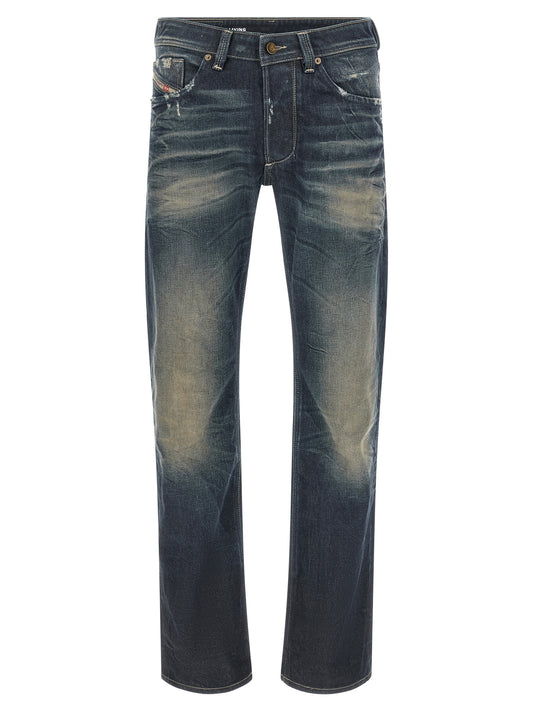 Diesel Blue Cotton Straight-Leg Jeans