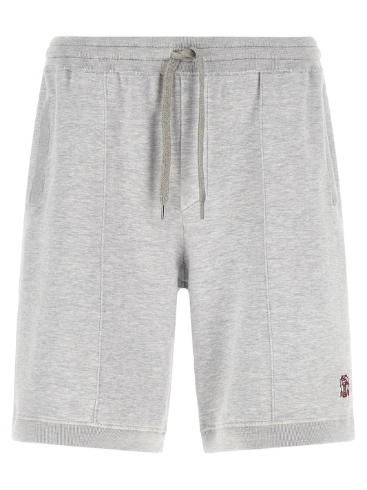 Brunello Cucinelli Gray Silk Bermuda Shorts