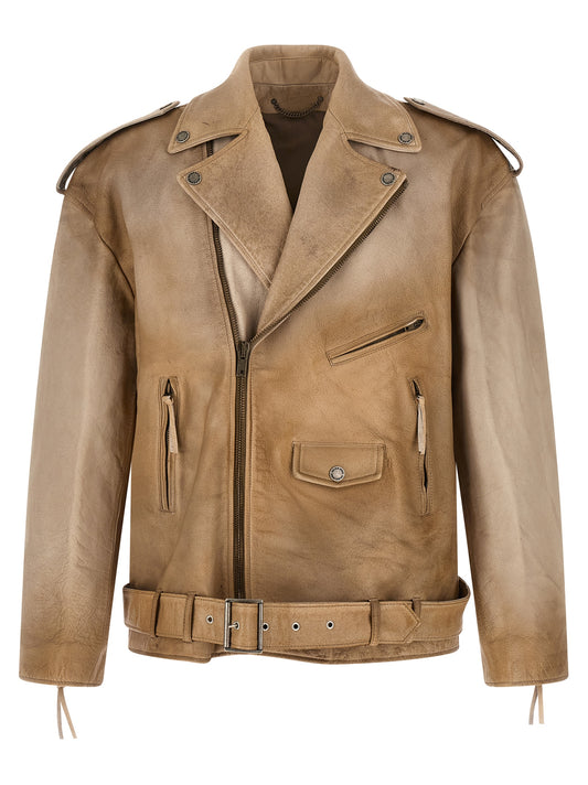 Golden Goose Beige Buffalo Leather Leather Jacket