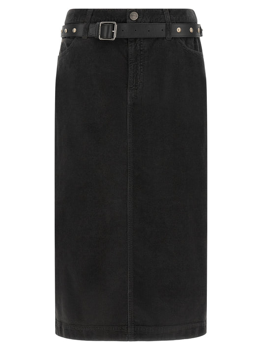 PINKO Black Cotton Midi Skirt