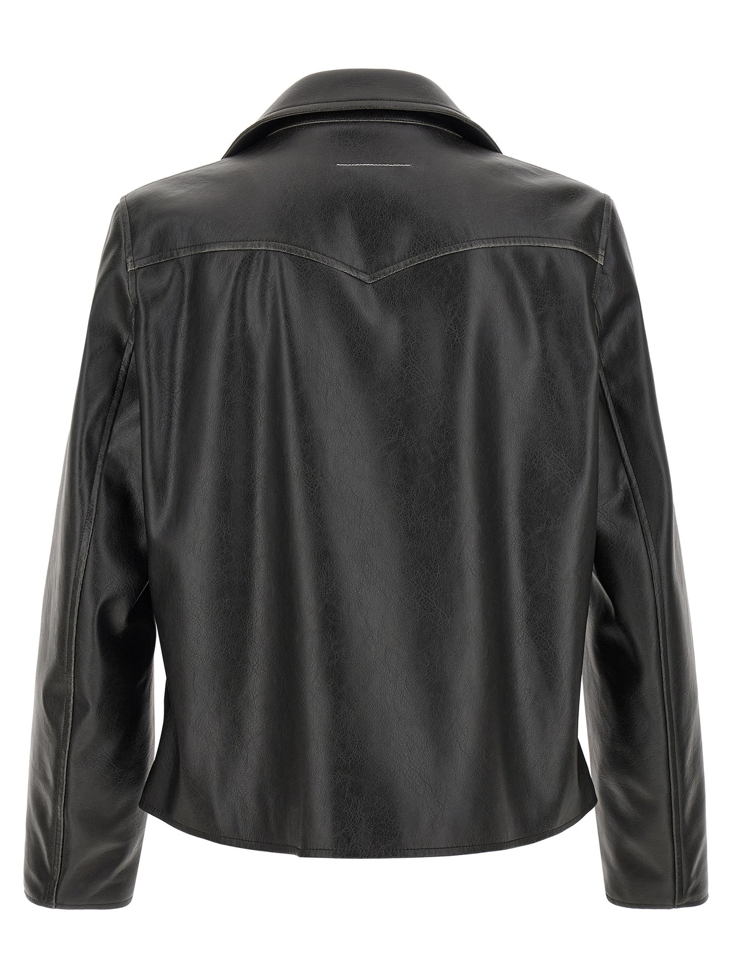 MM6 Maison Margiela Black Polyester Leather Jacket