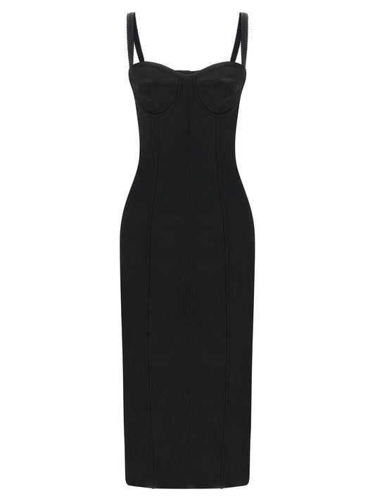 Dolce & Gabbana Black Acetate Midi Dress