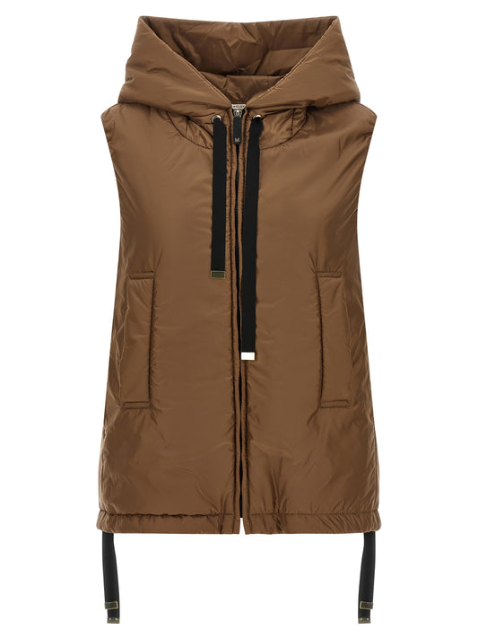 Max Mara Brown Polyester Sleeveless Jacket