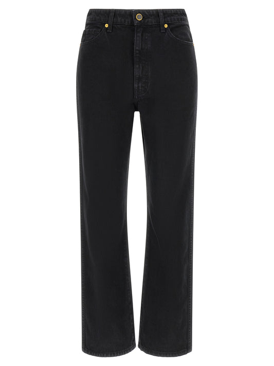 Khaite Black Cotton Flared Jeans
