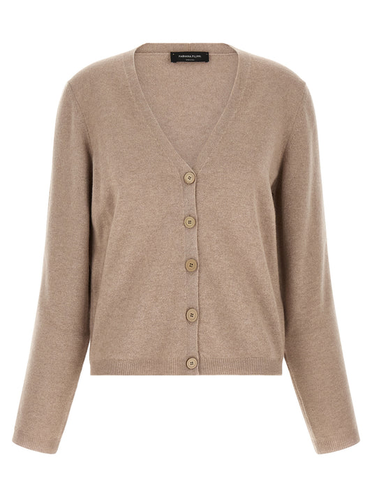 Fabiana Filippi Beige Virgin Wool Cardigan