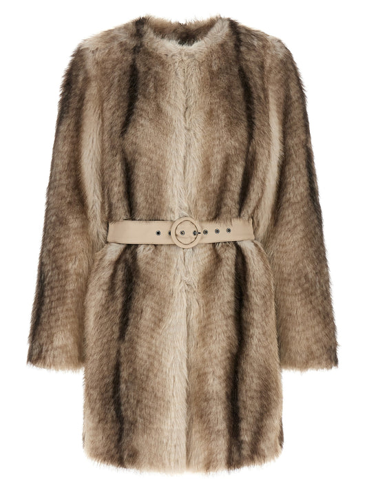 Twinset Brown Polyester Coat