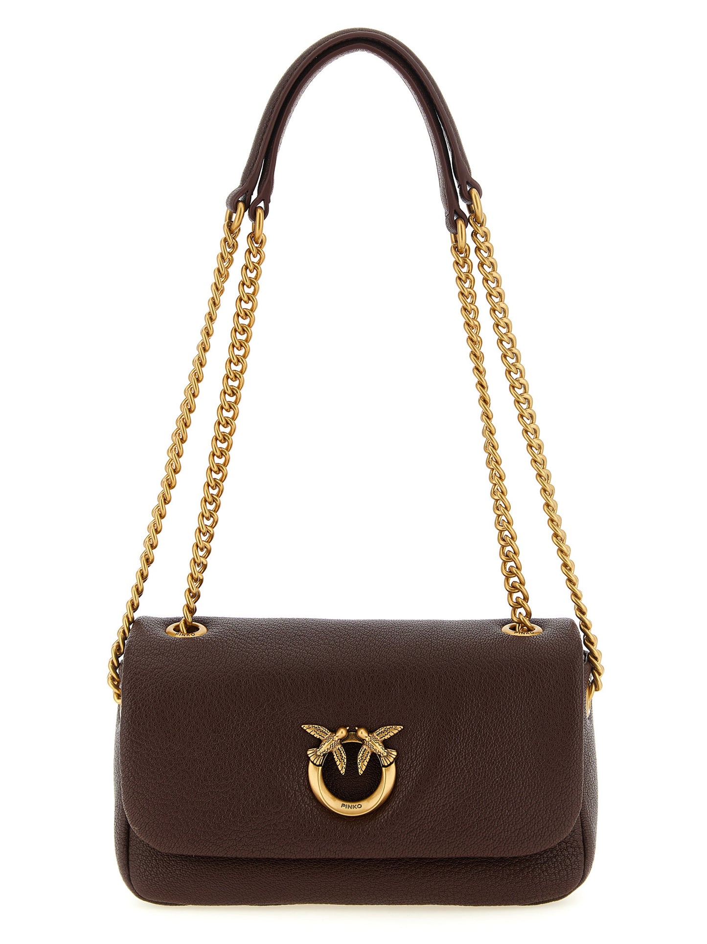 PINKO Brown Lamb Leather Shoulder Bag