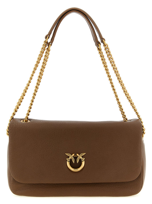 PINKO Brown Lamb Leather Shoulder Bag