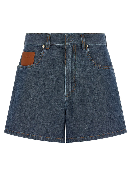 Fendi Blue Cotton Bermuda Shorts