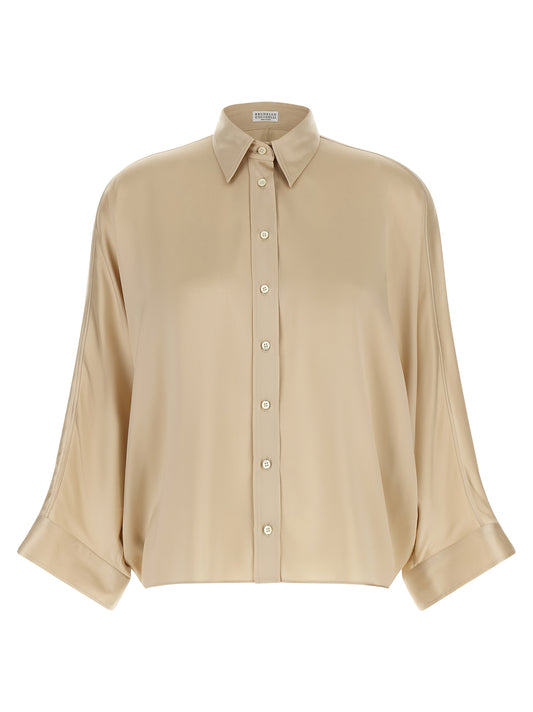 Brunello Cucinelli Beige Silk Blouse