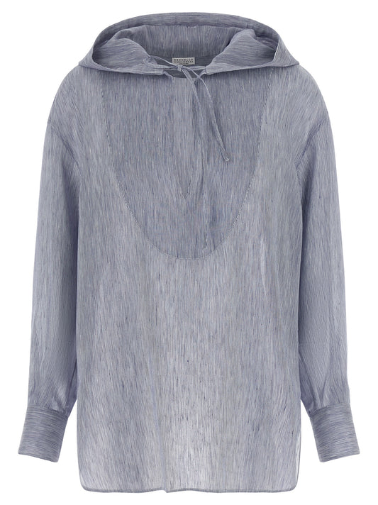 Brunello Cucinelli Blue Linen Blouse
