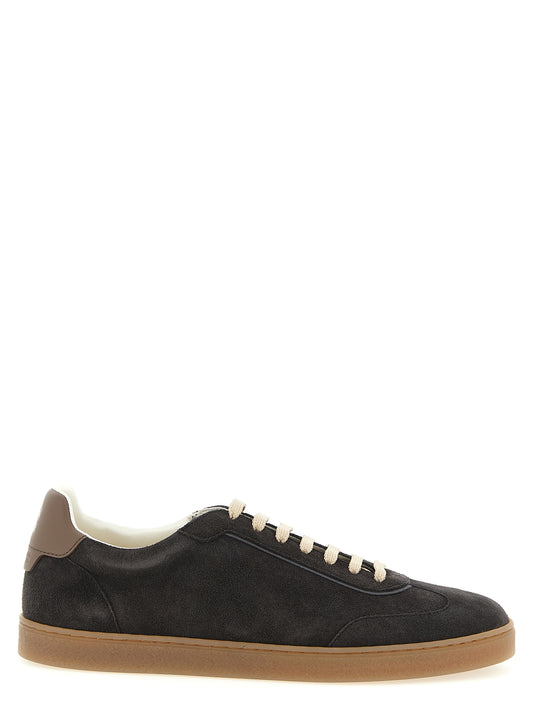 Brunello Cucinelli Gray Calfskin Low Top Sneakers