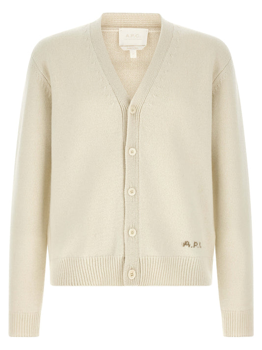 A.P.C. White Wool Cardigan