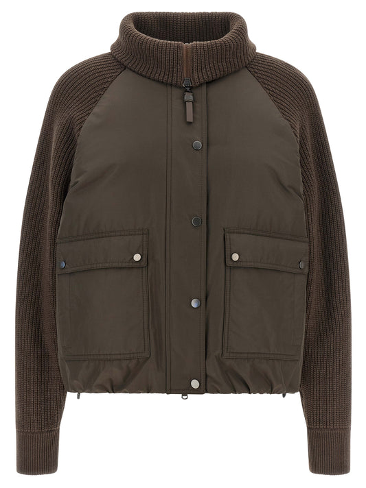 Brunello Cucinelli Brown Cotton Full-Length Jacket